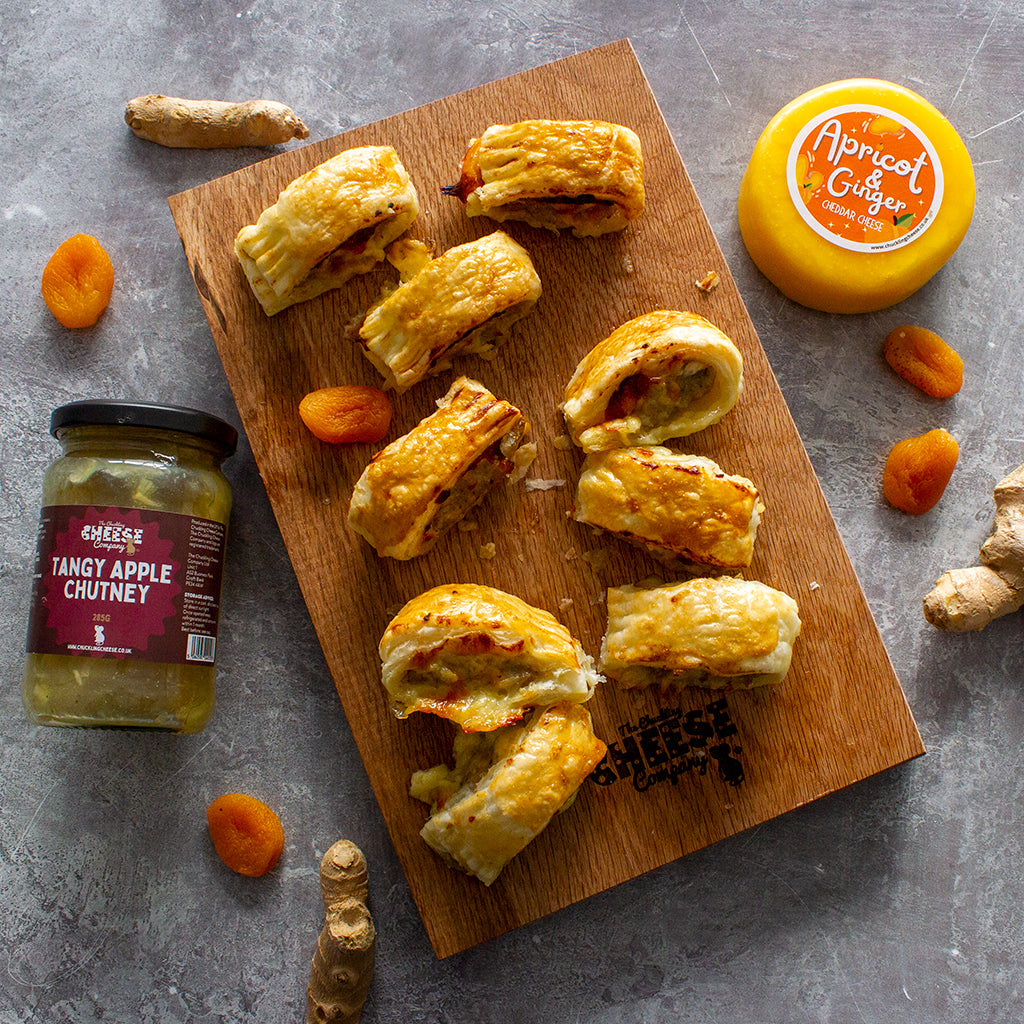Apricot and Ginger Cheesy Sausage Rolls