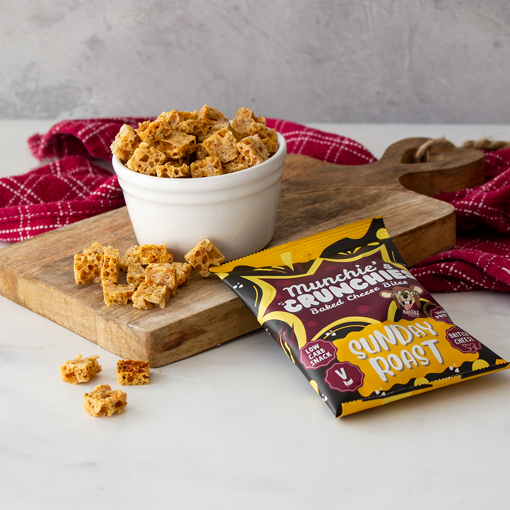 Munchie’s Crunchies baked British cheese bites served as a savoury pub snack