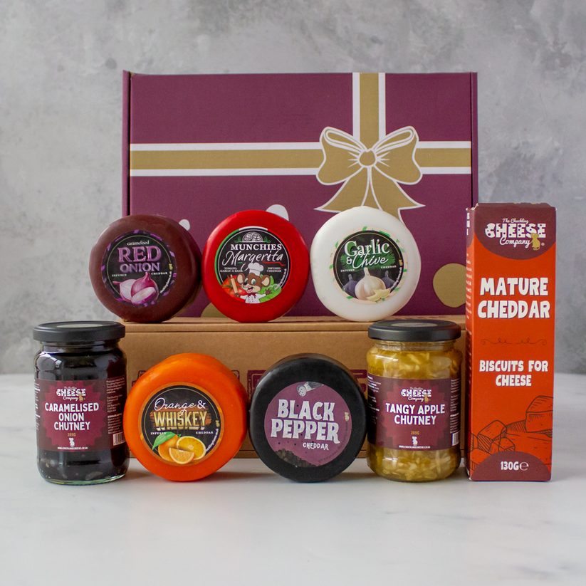 Build Your Own Cheese Gift Box by The Chuckling Cheese Company UK with truckles, chutneys and mature cheddar biscuits