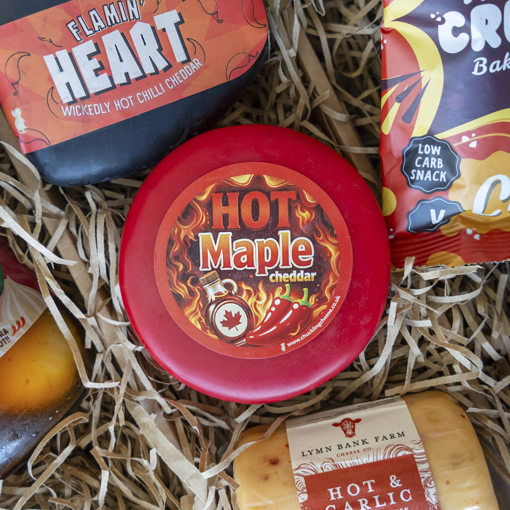 Hot Maple Cheddar Truckle overhead with Flamin’ Heart and Hot & Garlic Barrel