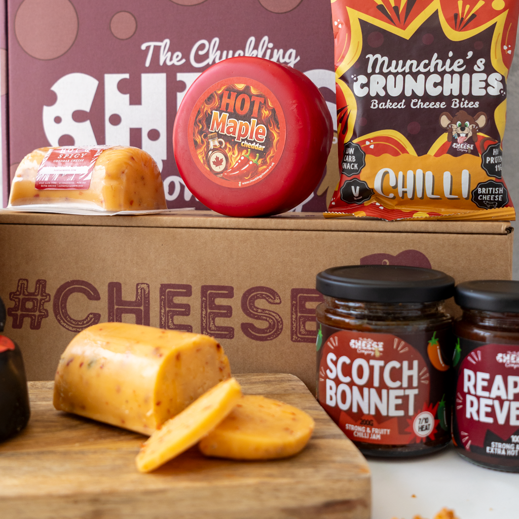All About The Burn Hamper with Hot Maple Cheddar, Chilli Crunchies and Scotch Bonnet jam
