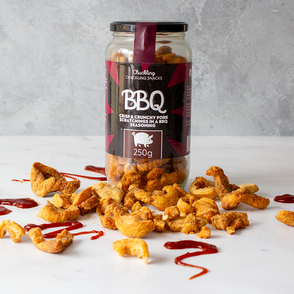 BBQ Pork Scratchings Jar