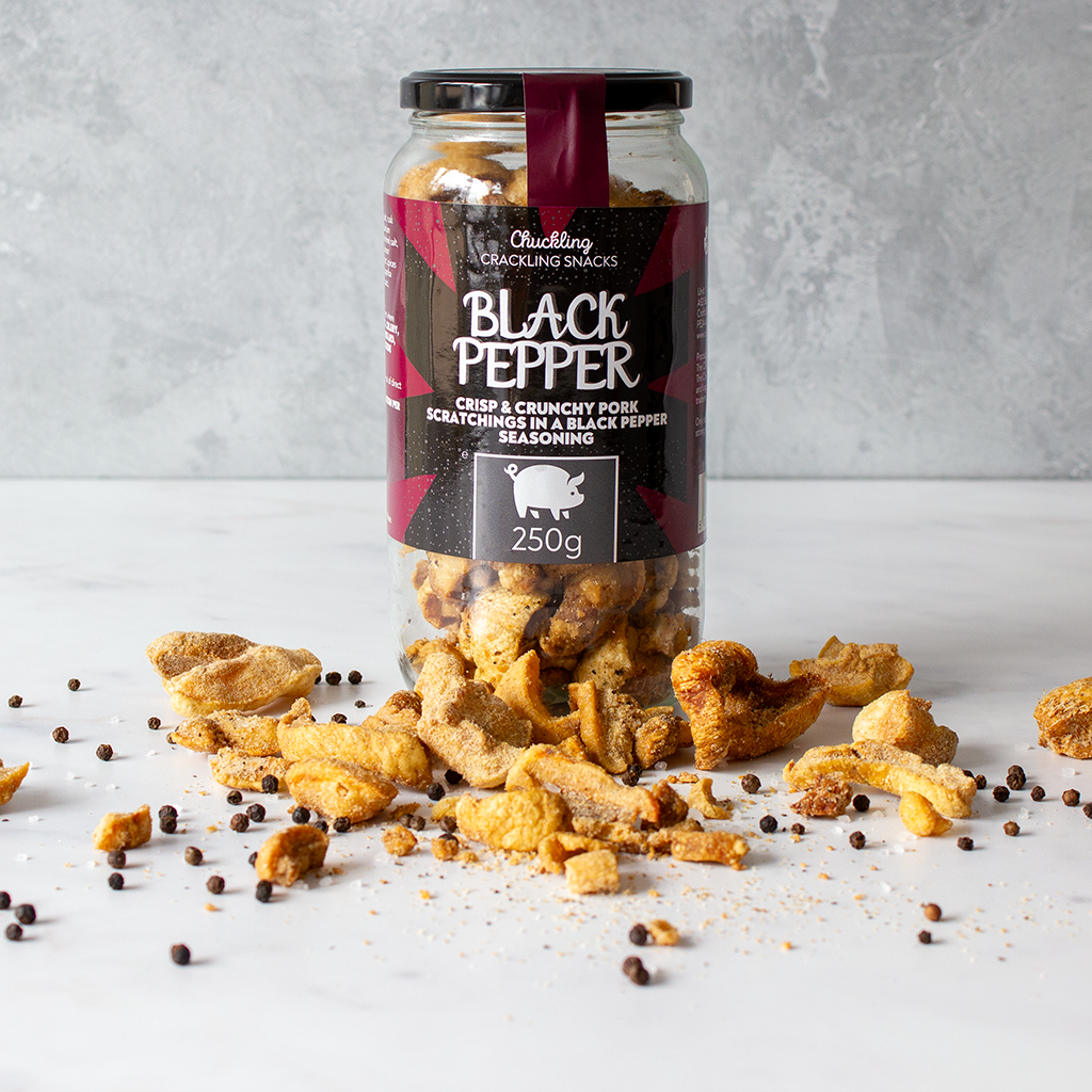 Black Pepper Pork Scratchings Jar