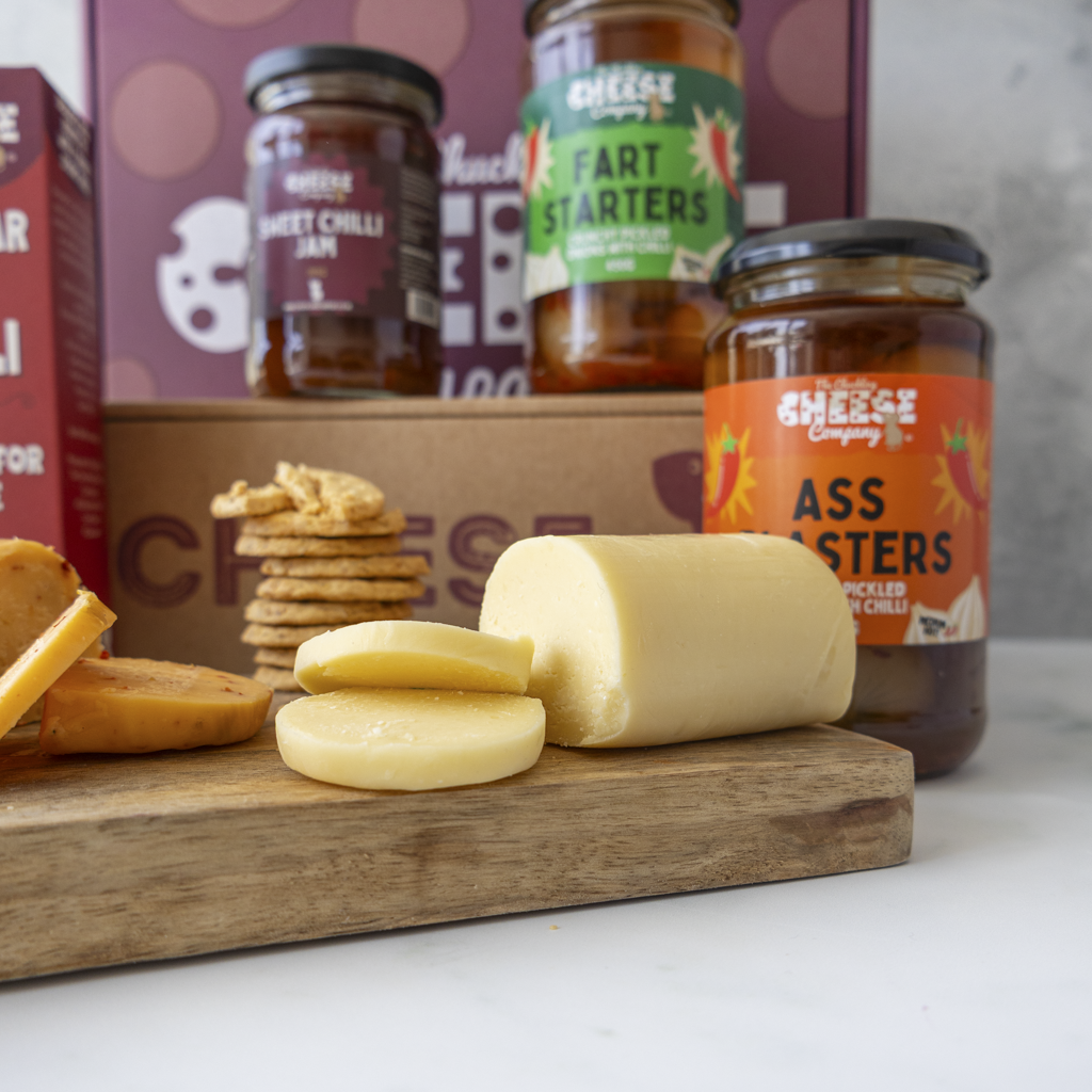 Farty Pants Cheese Hamper with spicy cheeses, chutney and savoury biscuits