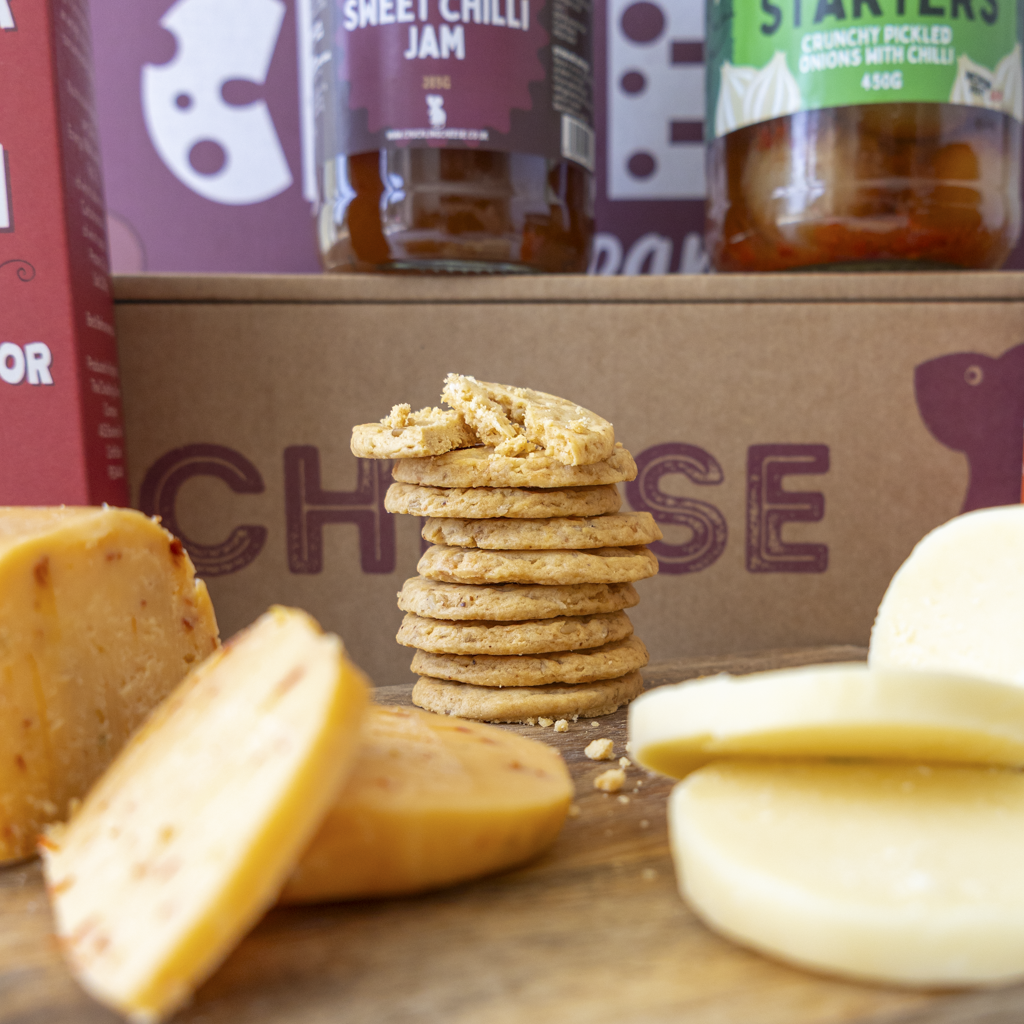 Stacked chilli cheese biscuits with cheddar from Farty Pants hamper