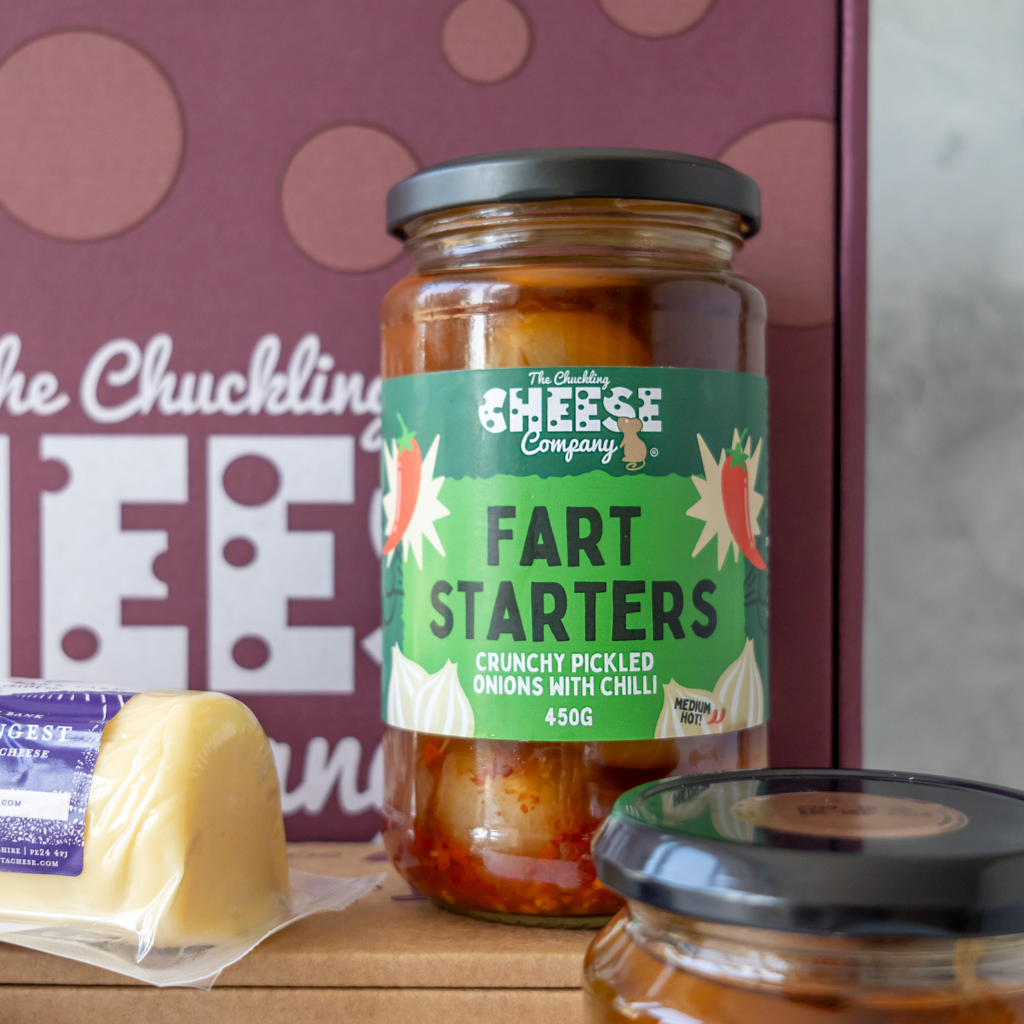 Fart Starters pickled onions jar from Farty Pants Cheese Hamper