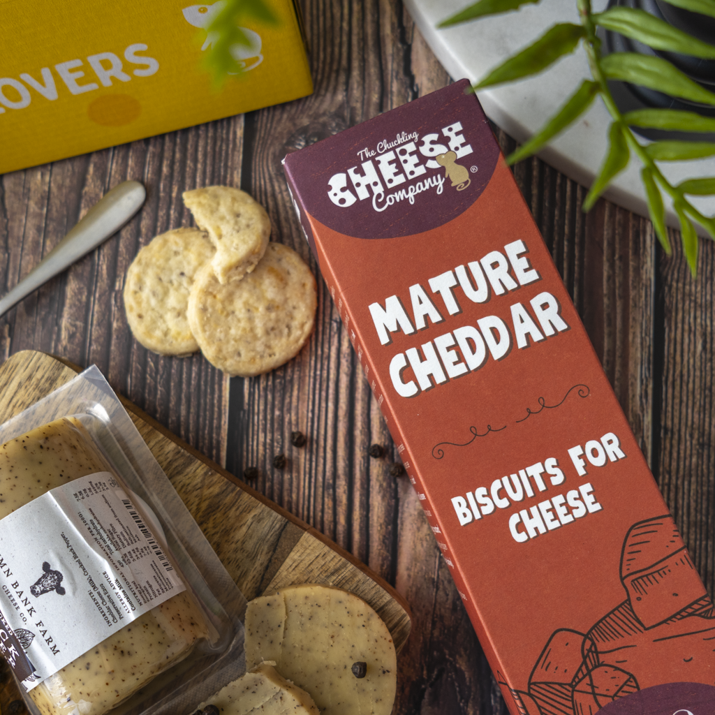Mature Cheddar biscuits with crackers and Grandad’s The Best Gift Box treats.
