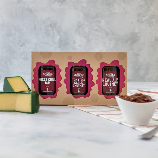 Chutney gift pack with Sweet Chilli Jam, Real Ale Chutney and Tomato & Garlic Chutney