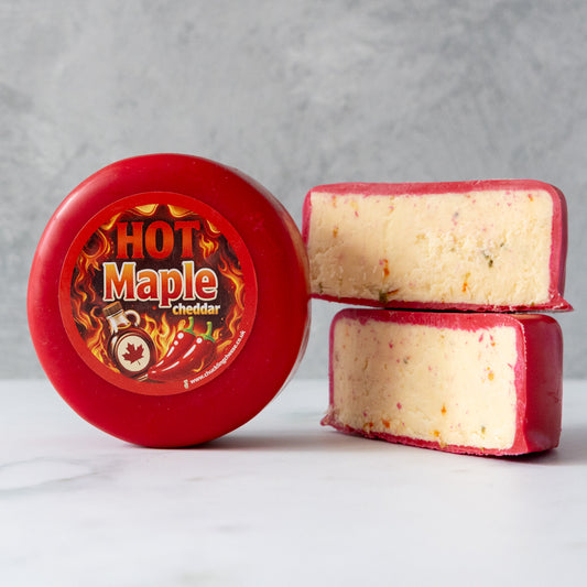 Hot Maple Cheddar Truckle with sliced sweet and spicy mature cheddar