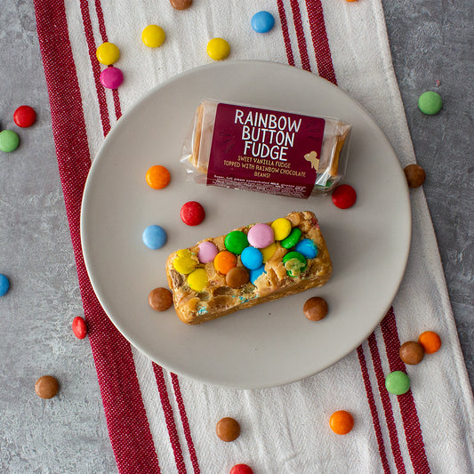 Rainbow Button Fudge Bar