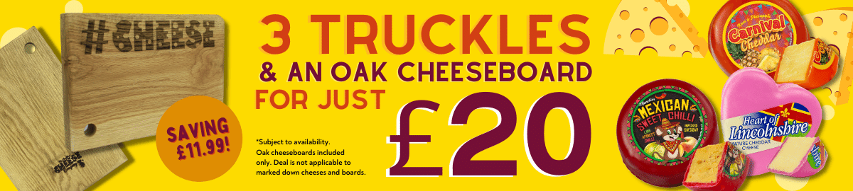 Wooden Cheeseboard and 3 Cheese Truckles for £20