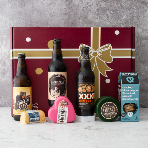 Lincolnshire Beer & Cheese Hamper on a grey background