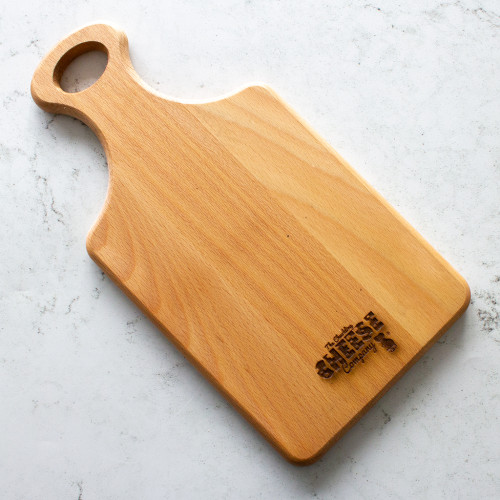 Chuckling Cheese classic beech wood board availble ot purchase from the chuckling cheese company