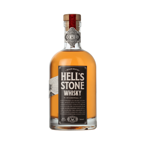 A white background image of a 70cl bottle of Hell's Stone Whisky.