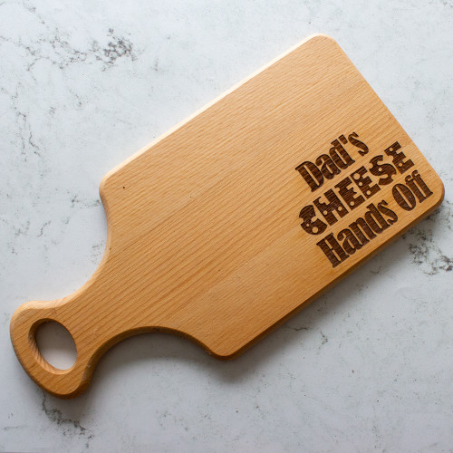 Dad’s Cheese, Hands Off! Engraved Beech Cheese Board