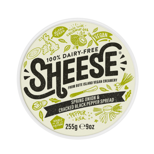 255g Jar of 100% Dairy Free Sheese Spring Onion & Cracked Black Pepper Spread