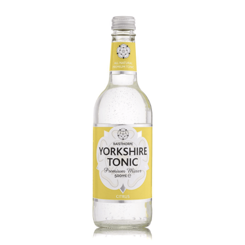 A 500ml bottle of citrus Yorkshire tonic by Raisthorpe Manor.
