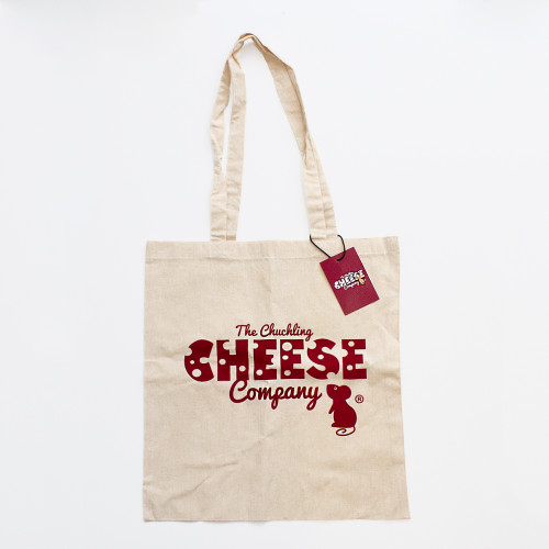 White background image of a Chuckling Cheese Logo Canvas Bag