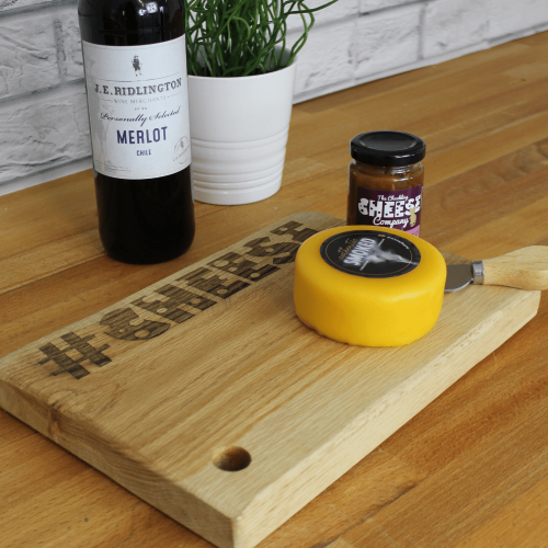 #Cheese Engraved Oak Chopping Board