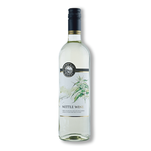 A white background image of a 75cl bottle of Lyme Bay nettle wine.