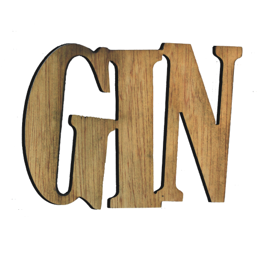 A white background image of the Gin Wooden Coaster by The Chuckling Cheese Company.
