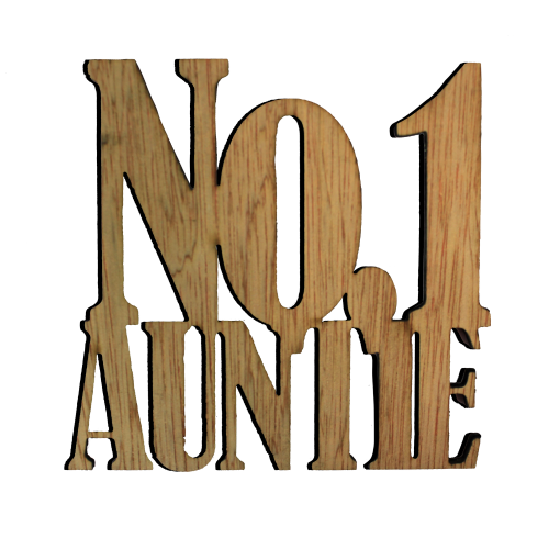 A white background image of the No.1 Auntie Wooden Coaster by The Chuckling Cheese Company.
