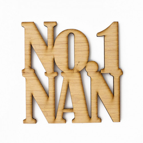 White background product shot of a single number 1 nan laser cut wooden coaster