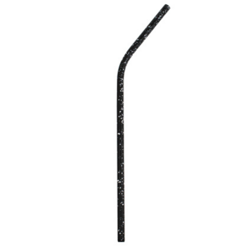Steel Straw with black coating and white dotted pattern which is top bent.