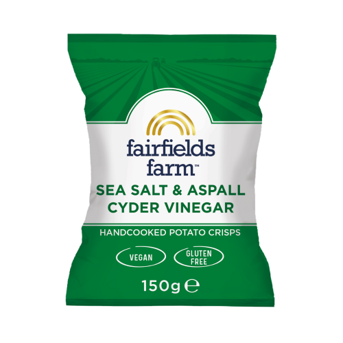 Sea Salt and Aspall Cyder Vinegar flavoured handcooked potato crisps by Fairfields Farm