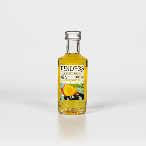 White background image product shot of a 5cl bottle of Finders Orange & Pomegranate Gin