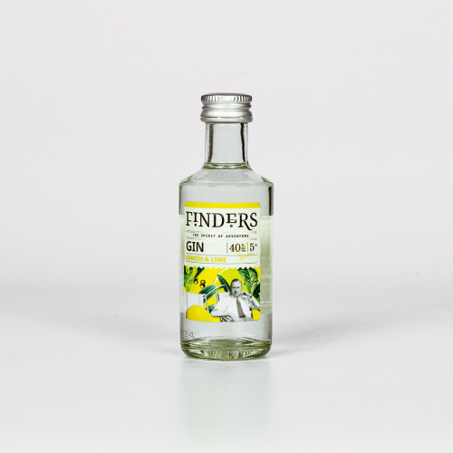 White background product image of a single bottle of 5cl Finders Lemon & Lime Gin