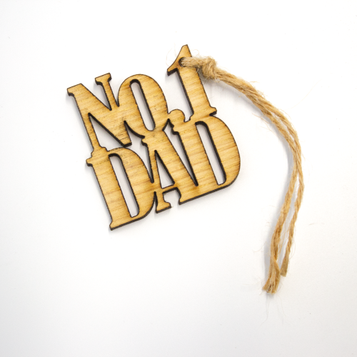 A white background image of a single No.1 Dad Wooden Gift Topper