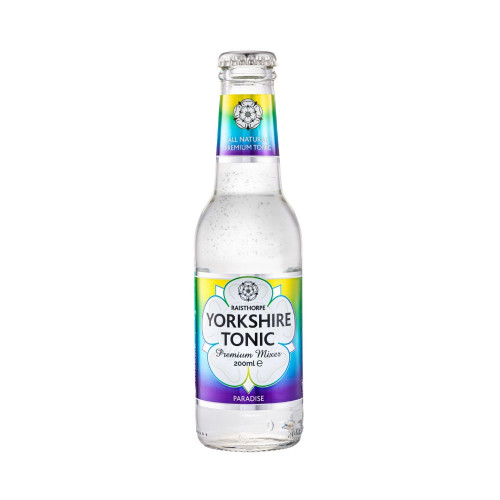 White background product shot of a single bottle of Raisthorpe Yorkshire Tonic