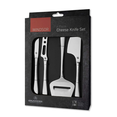 Four piece stainless steel cheese knife set