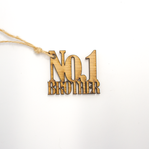 White background image of a single No.1 Brother Wooden Gift Topper