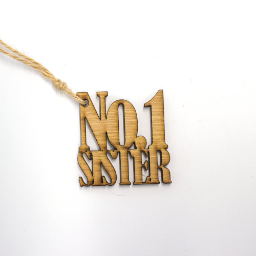 A white background image of the No.1 Sister Wooden Gift Topper