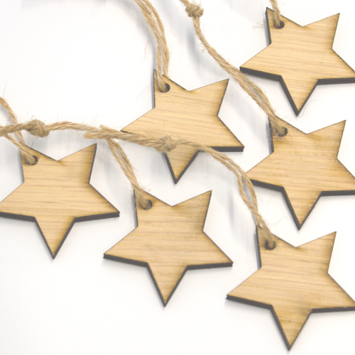 Wooden 5-Point Star Gift Toppers - 6 Pack