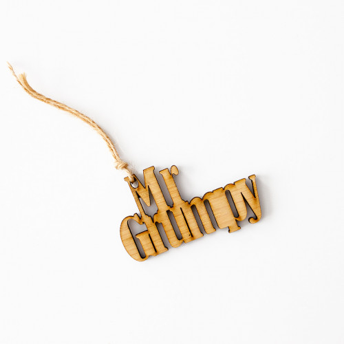 White background image of a single Mr Grumpy Wooden Gift Tag