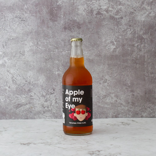 Grey background image of a bottle of Apple of My Eye Cider