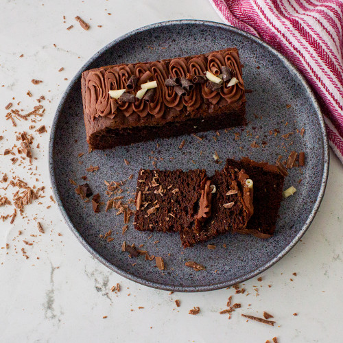 An image of the Chocolate Midi Loaf Cake available to purchase from the Chuckling Cheese Company