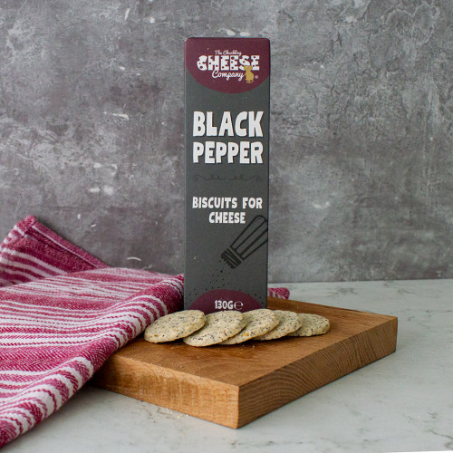 An image of the Black Pepper Cheese Biscuits availble to purchase from The Chuckling Cheese Company