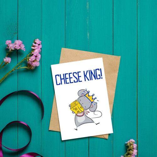 Funny Cheese King Greeting Card