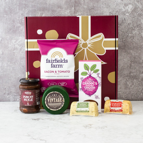 A grey background image of the Garden Hamper by The Chuckling Cheese Company