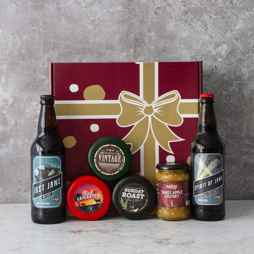 Front View of The Just Jane Beer & Cheese Gift Hamper - The Chuckling Cheese