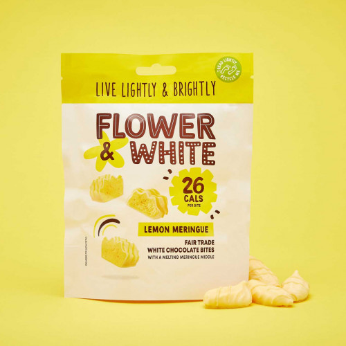 A photo of a bag of Flower and White Lemon Meringue Bites.