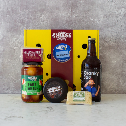 An image of the Mr Grumpy Gift Box availble to purchase from the Chuckling Cheese Company
