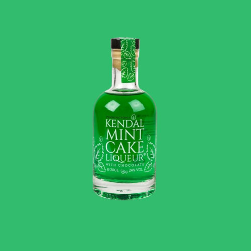 Kendal Mint Cake Liqueur, with chocolate 20cl. Available at The Chuckling Cheese Company. Order yours today!