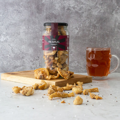 Original Pork Scratchings Gift Jar, Available Now at The Chuckling Cheese Company