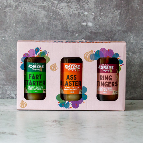 Pickled Onion Triple Gift Box Available To Purchase From The Chuckling Cheese Company