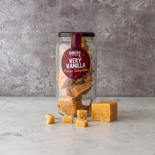 Grey background image of the Very Vanilla Fudge Jar by The Chuckling Cheese Company